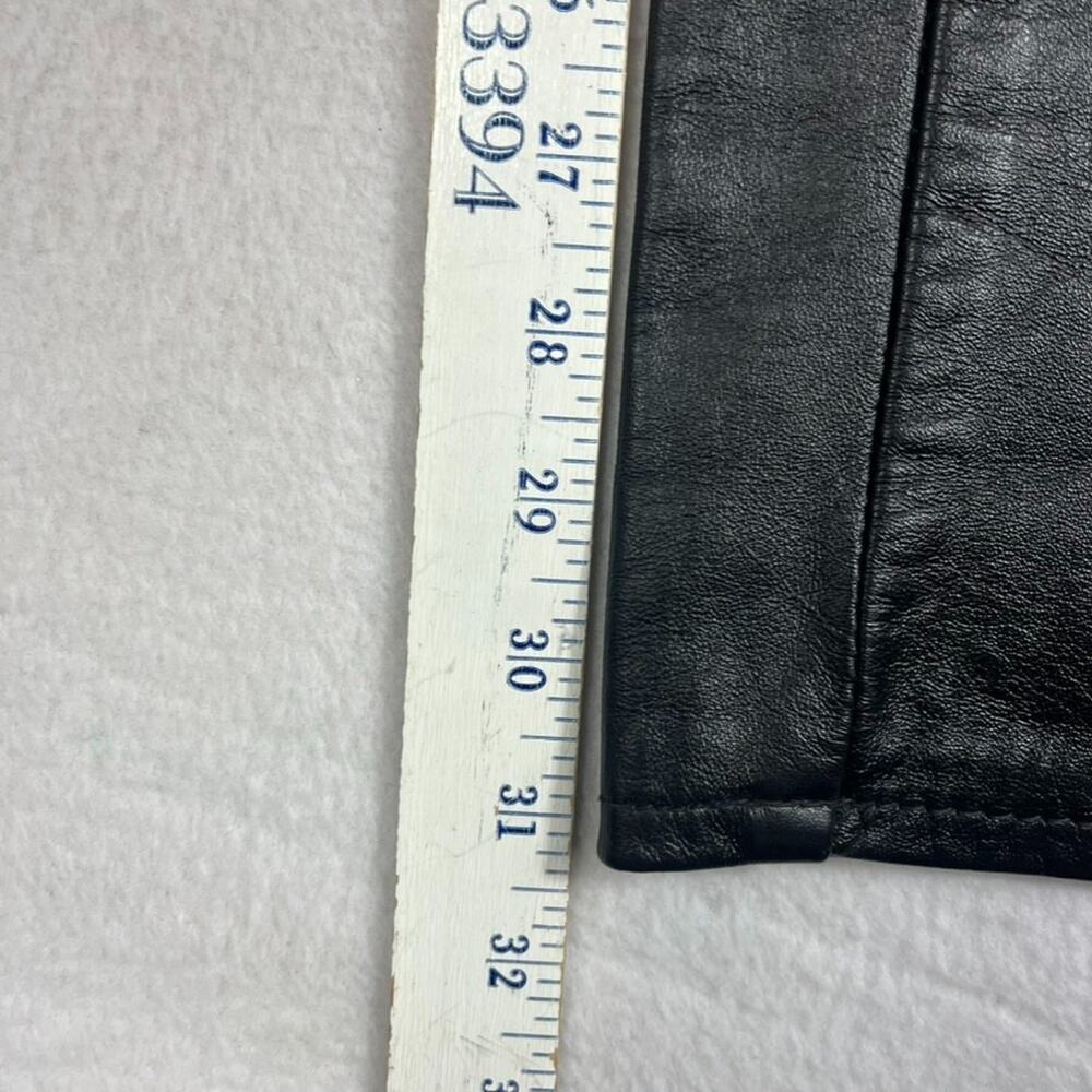 Pants Womens 26 Black Leather Straight Leg High Waisted Moto Rider - Picture 7 of 7